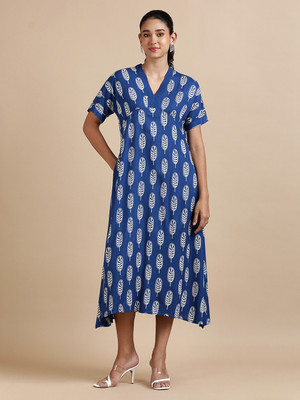 Black & Blah Blah Women A-line Blue Midi/Calf Length Dress