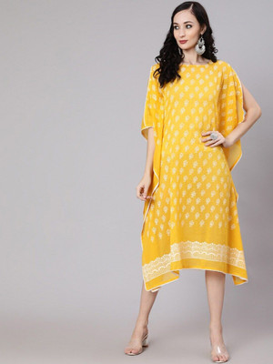 ANOUK Women A-line Yellow Midi/Calf Length Dress