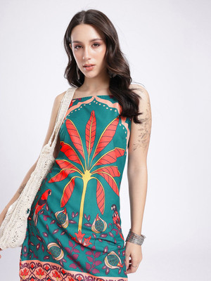 Glitchez Women A-line Green Mini/Short Dress