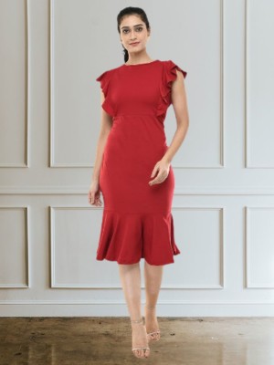 NEYSA Women Fit and Flare Red Dress