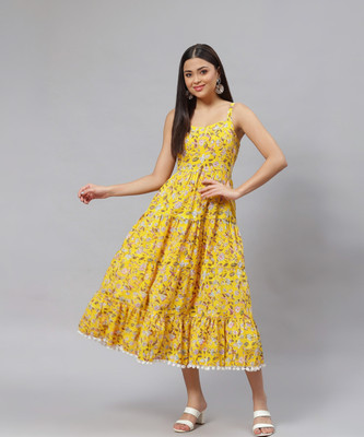 DIVENA Women Fit and Flare Multicolor Midi/Calf Length Dress