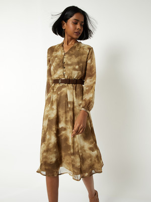 MAX Women A-line Multicolor Below Knee Dress