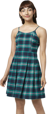 PEOPLE Women Fit and Flare Green Midi/Calf Length Dress