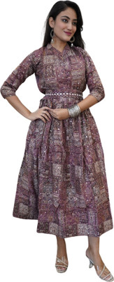HouseofRivaa Women Maxi Maroon Below Knee Dress