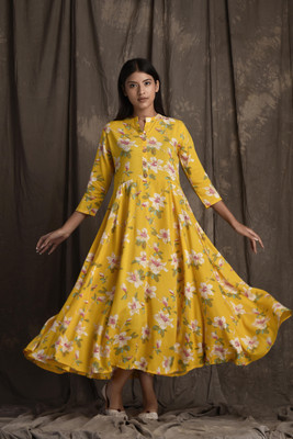 mokshi Women Fit and Flare Multicolor Midi/Calf Length Dress