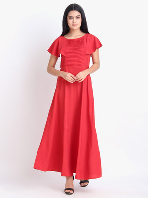 O Madam Women Maxi Red Full Length Dress