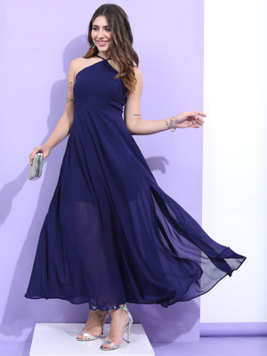 Tokyo Talkies Women Gown Dark Blue Maxi/Full Length Dress