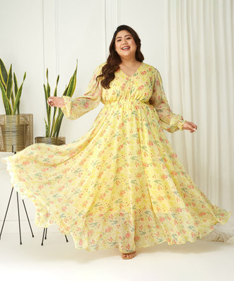Miss Chase Women Maxi Yellow Full Length Dress