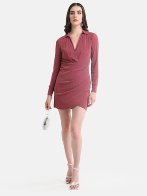 KAZO Women Bodycon Pink Above Knee/Mid Thigh Length Dress
