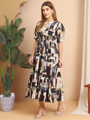FabFinds Women A-line Multicolor Maxi/Full Length Dress