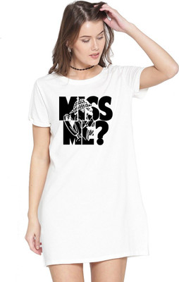 HouseOfCommon Women T Shirt White Above Knee/Mid Thigh Length Dress