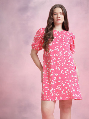 Dressberry Women A-line Pink Above Knee/Mid Thigh Length Dress