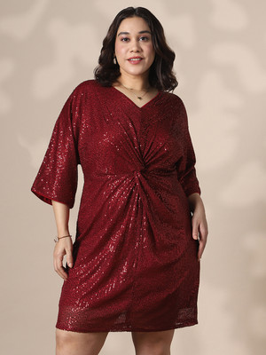 Globus Women Sheath Maroon Mini/Short Dress