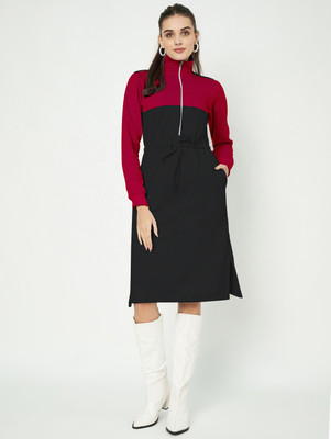 BRINNS Women A-line Black Below Knee Dress
