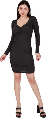 DESIGN PLUS FASHION Women Bodycon Black Mini/Short Dress