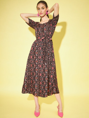 Moda Rapido Women A-line Multicolor Midi/Calf Length Dress