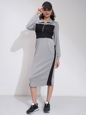 Tokyo Talkies Women Bodycon Grey Midi/Calf Length Dress