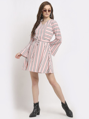 La Zoire Women A-line Pink Above Knee/Mid Thigh Length Dress
