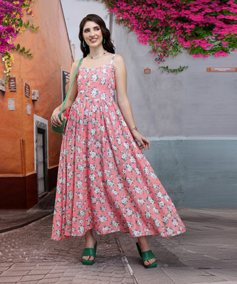 Tokyo Talkies Women Fit and Flare Multicolor Maxi/Full Length Dress