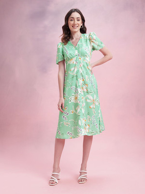 Dressberry Women A-line Green Midi/Calf Length Dress