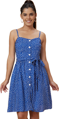 Globus Women A-line Blue Knee Length Dress