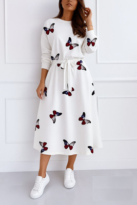 Fashion2wear Women A-line White, Black Midi/Calf Length Dress