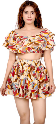 kedar exports Women Fit and Flare Multicolor Below Knee Dress