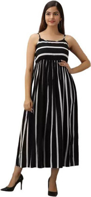 Bole Baba Enterprises Women Gown Black Midi/Calf Length Dress