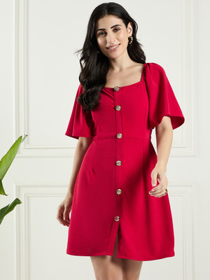 METRONAUT Women Sheath Red Above Knee/Mid Thigh Length Dress