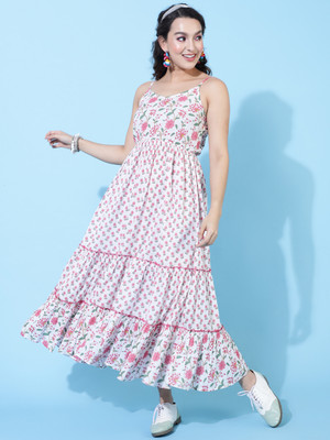 Gulmohar Jaipur Women Fit and Flare Multicolor Midi/Calf Length Dress
