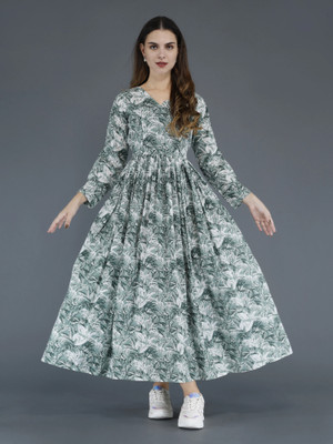 BaiWalaz Women Gown Green Ankle Length Dress