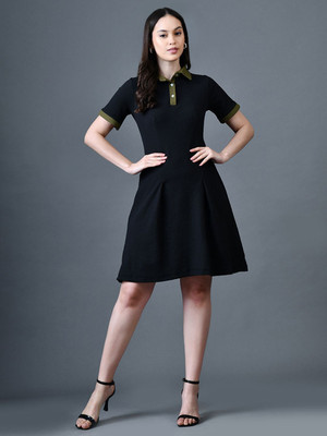 Roadster Women A-line Black Knee Length Dress