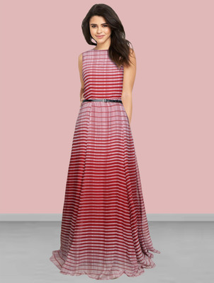 NAVYANKAA Women Gown Maroon Maxi/Full Length Dress