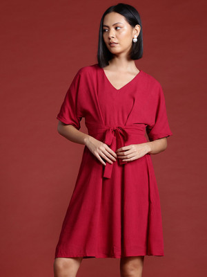 All About You Formals Women Fit and Flare White Above Knee/Mid Thigh Length Dress