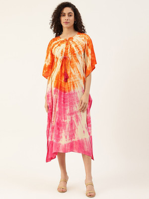 METRONAUT Women Kaftan Multicolor Midi/Calf Length Dress