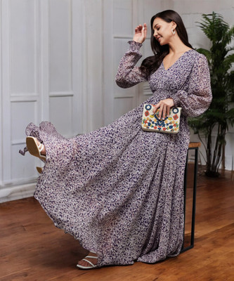 Miss Chase Women Maxi Purple Midi/Calf Length Dress