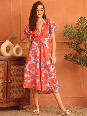 TAG-7 Women A-line Red Maxi/Full Length Dress