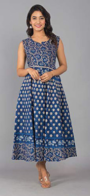 VISISTA Women Gown Blue, Multicolor Maxi/Full Length Dress