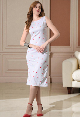 Moshe Women Bodycon White Midi/Calf Length Dress
