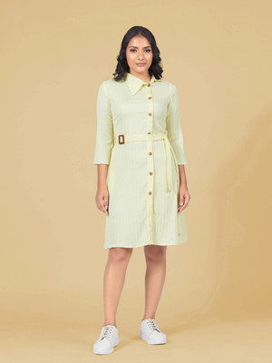 AmarAsha Women A-line Yellow Above Knee/Mid Thigh Length Dress