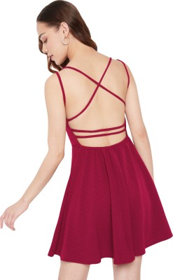 Martini Women Skater Maroon Dress