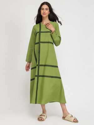 Pink Fort Women A-line Green Midi/Calf Length Dress