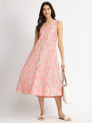Pink Fort Women A-line White Midi/Calf Length Dress