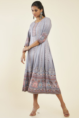 soch Women A-line Grey Midi/Calf Length Dress