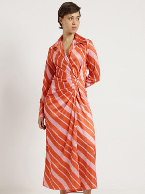 Fable Street Women Bodycon Orange Maxi/Full Length Dress