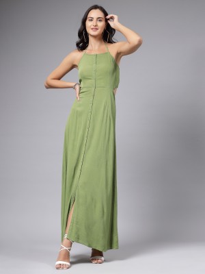 AAYU Women A-line Light Green Dress