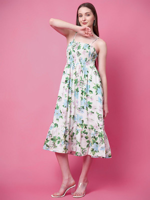 Fiorenza Women Fit and Flare Green Knee Length Dress