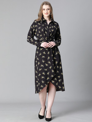 OXOLLOXO Women Shirt Multicolor Midi/Calf Length Dress