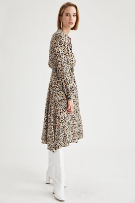 defacto Women A-line Brown Midi/Calf Length Dress