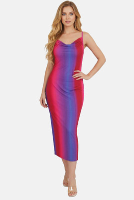 Veins Fashion Women Bodycon Pink Knee Length Dress